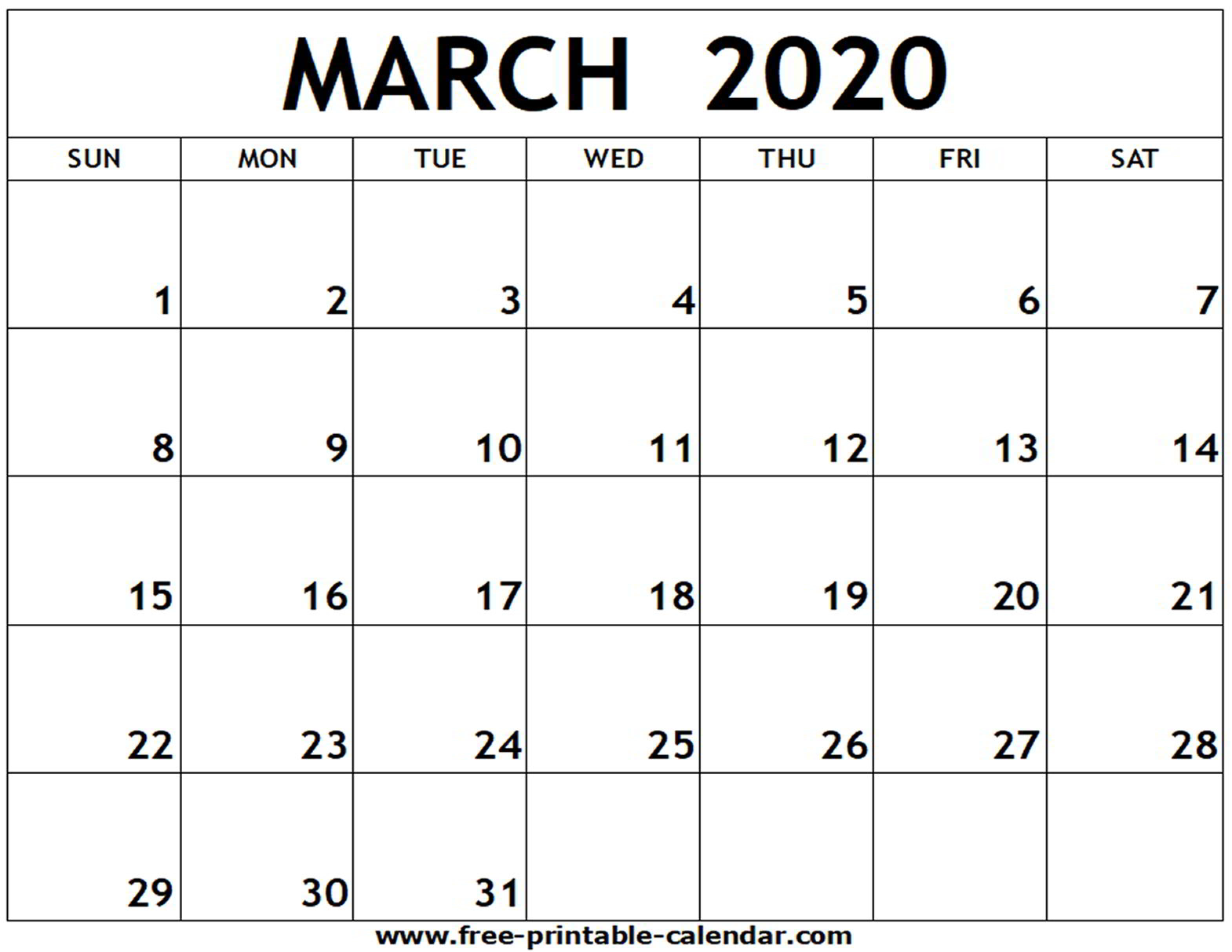 Printable Calendar Jan Feb March 2020