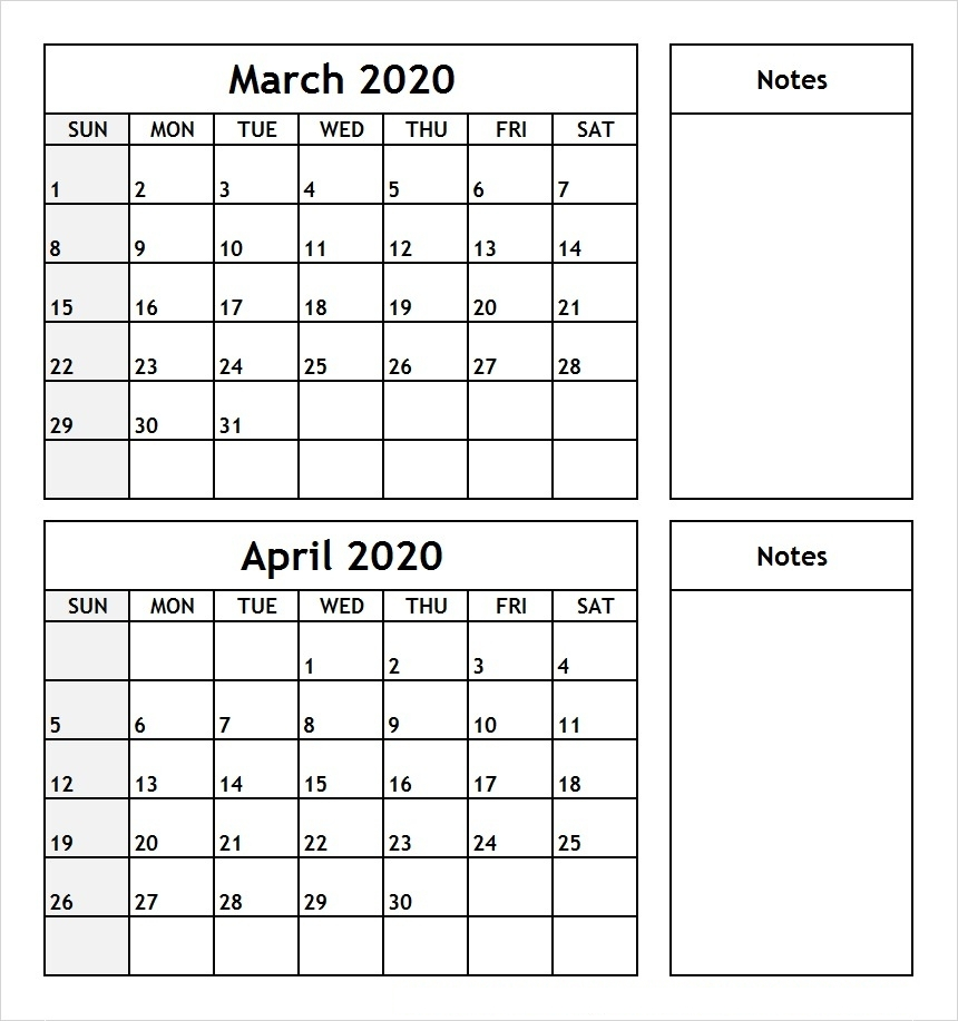 March April 2020 Calendar With Holidays | 12 Month Printable