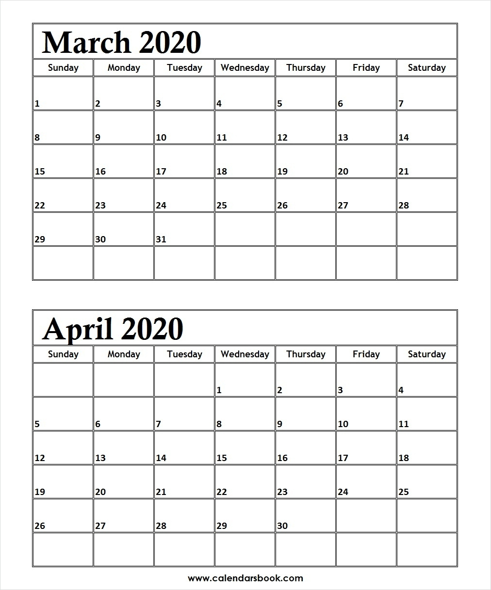 March April 2020 Calendar - Wpa.wpart.co