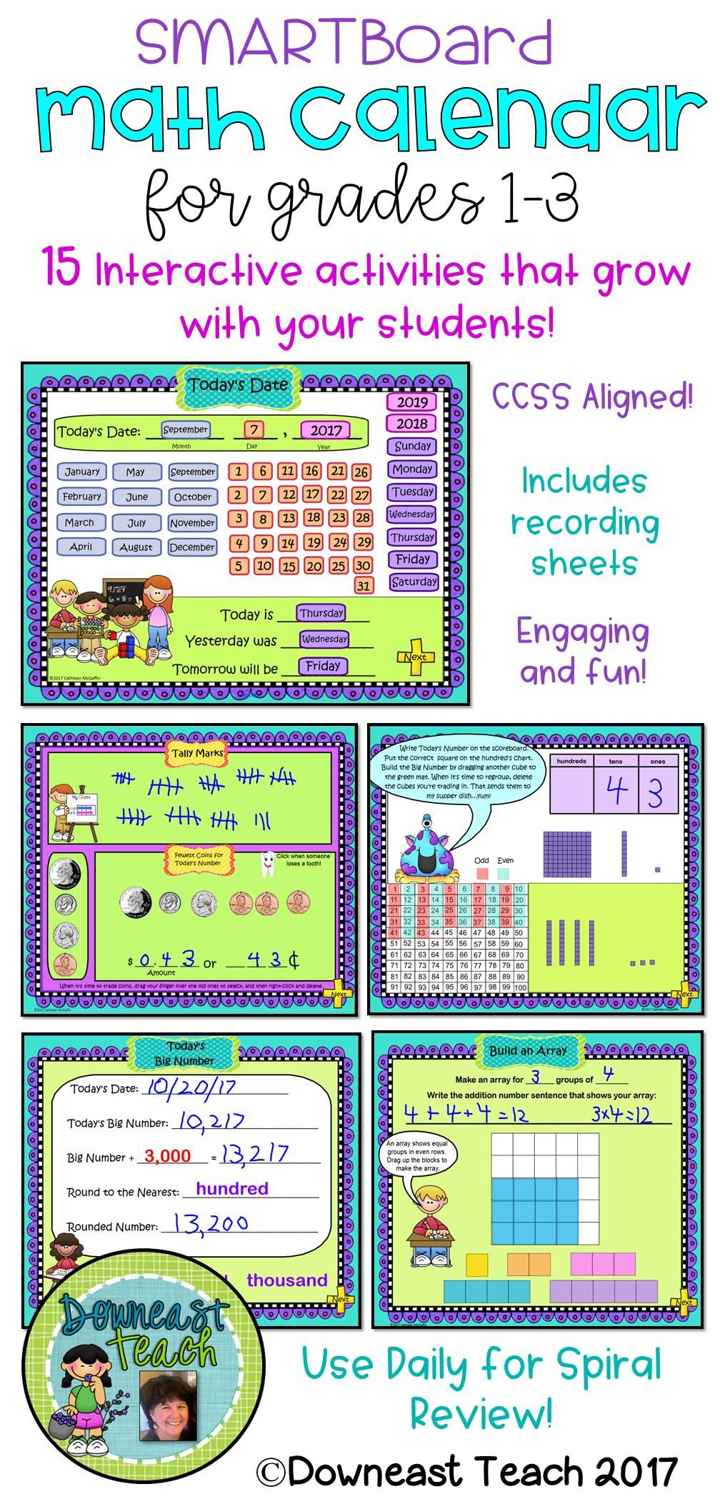 Math Calendar/calendar Math For Smartboard: Grades 1-3