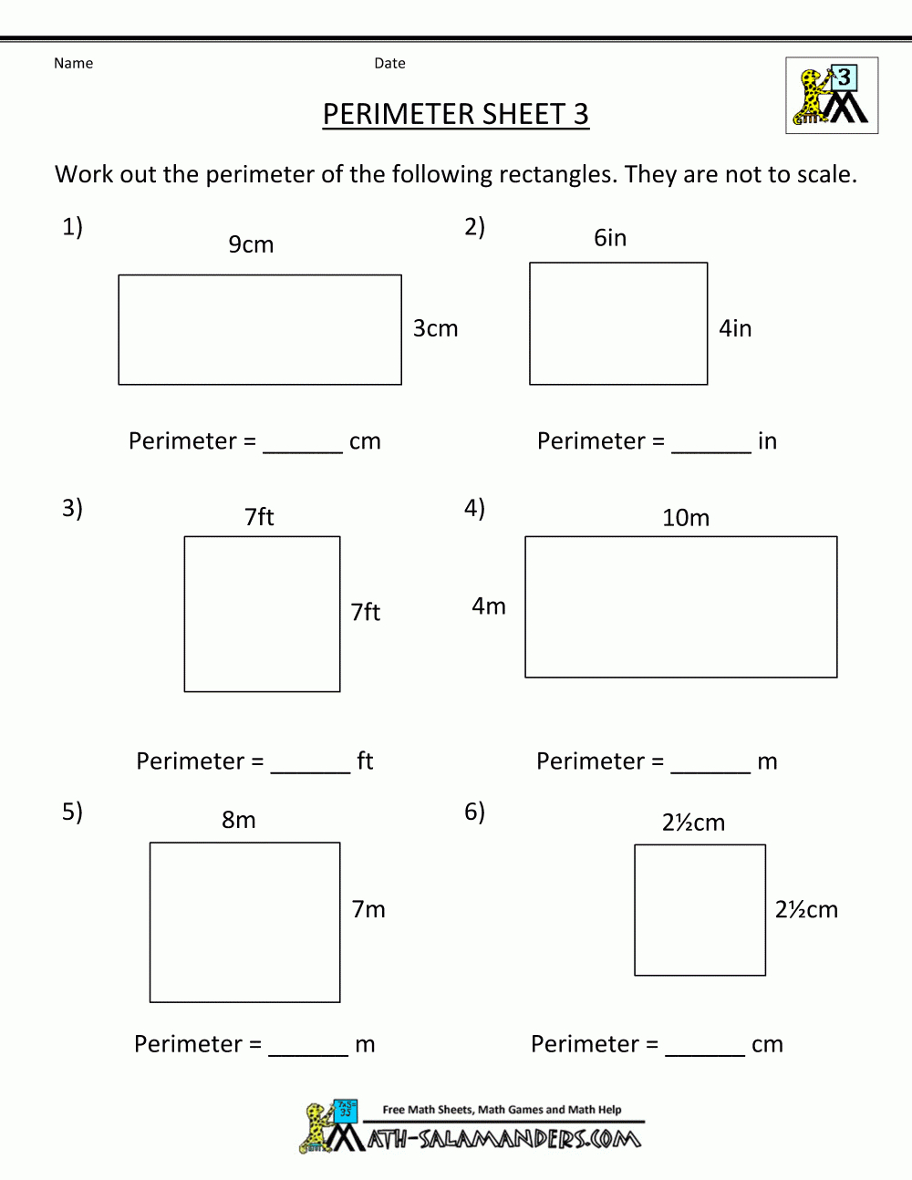 perimeter for third grade worksheet