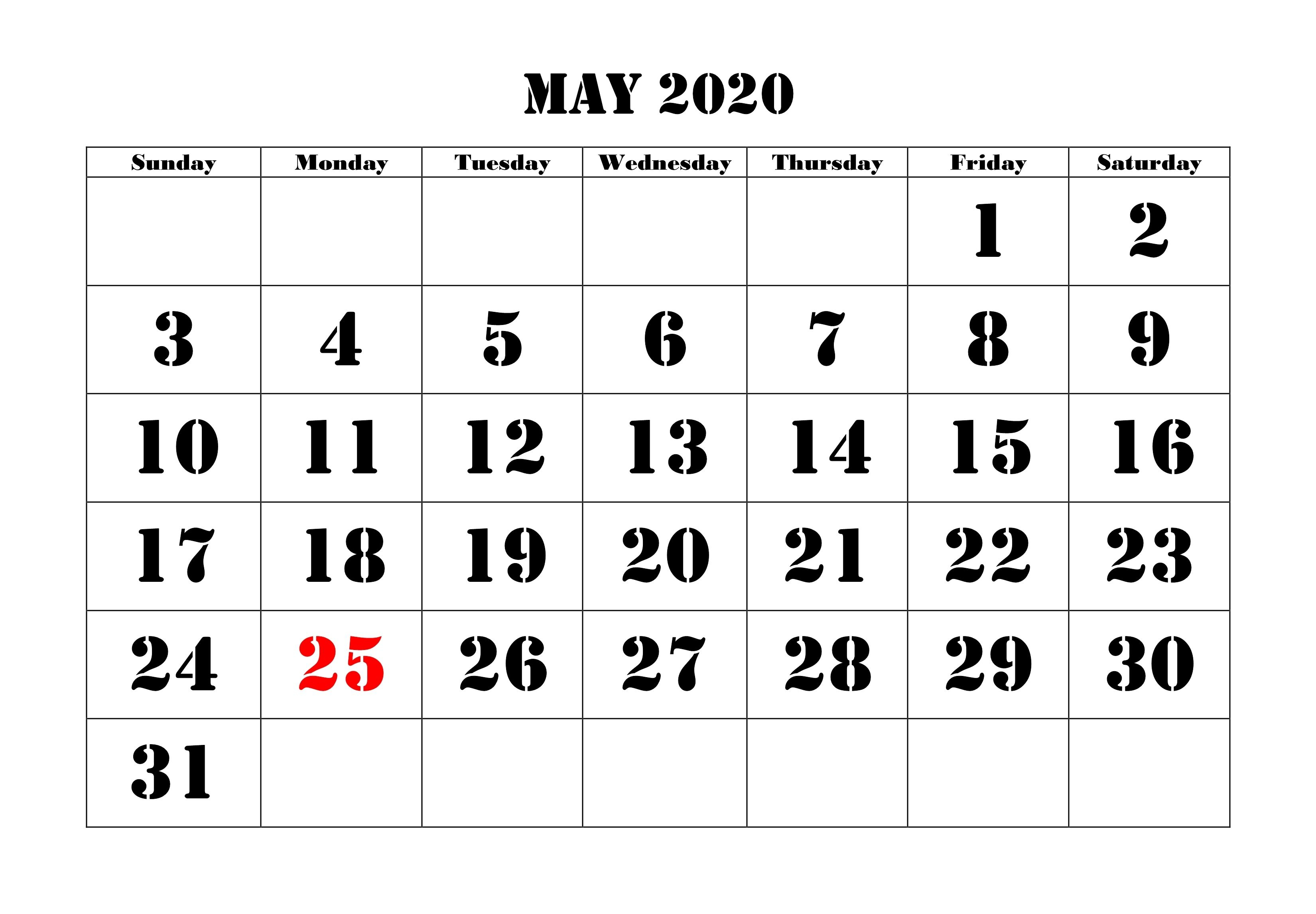 May 2020 Calendar Printable | Calendar, Calendar Pages