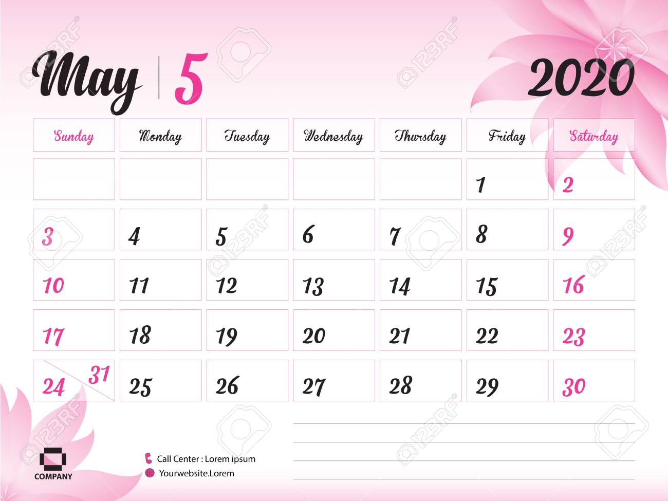 May 2020 Year Template, Calendar 2020, Desk Calendar Design,..