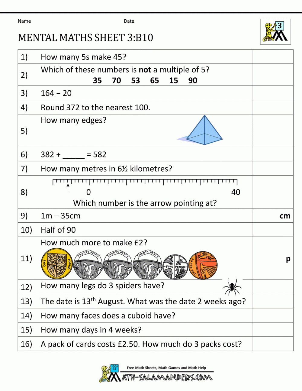 Mental Maths Year 3 Worksheets