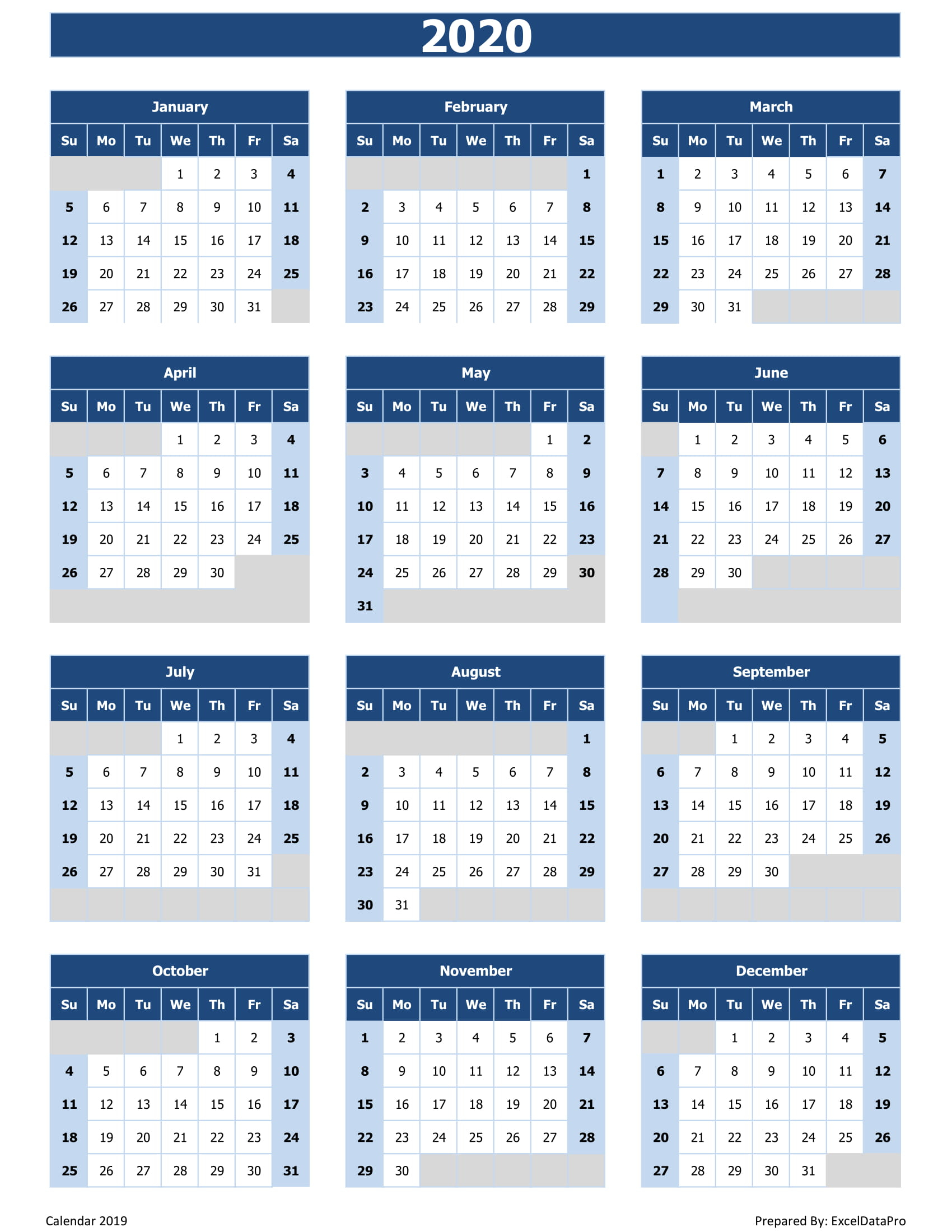 Microsoft Excel Calendar 2020 - Wpa.wpart.co