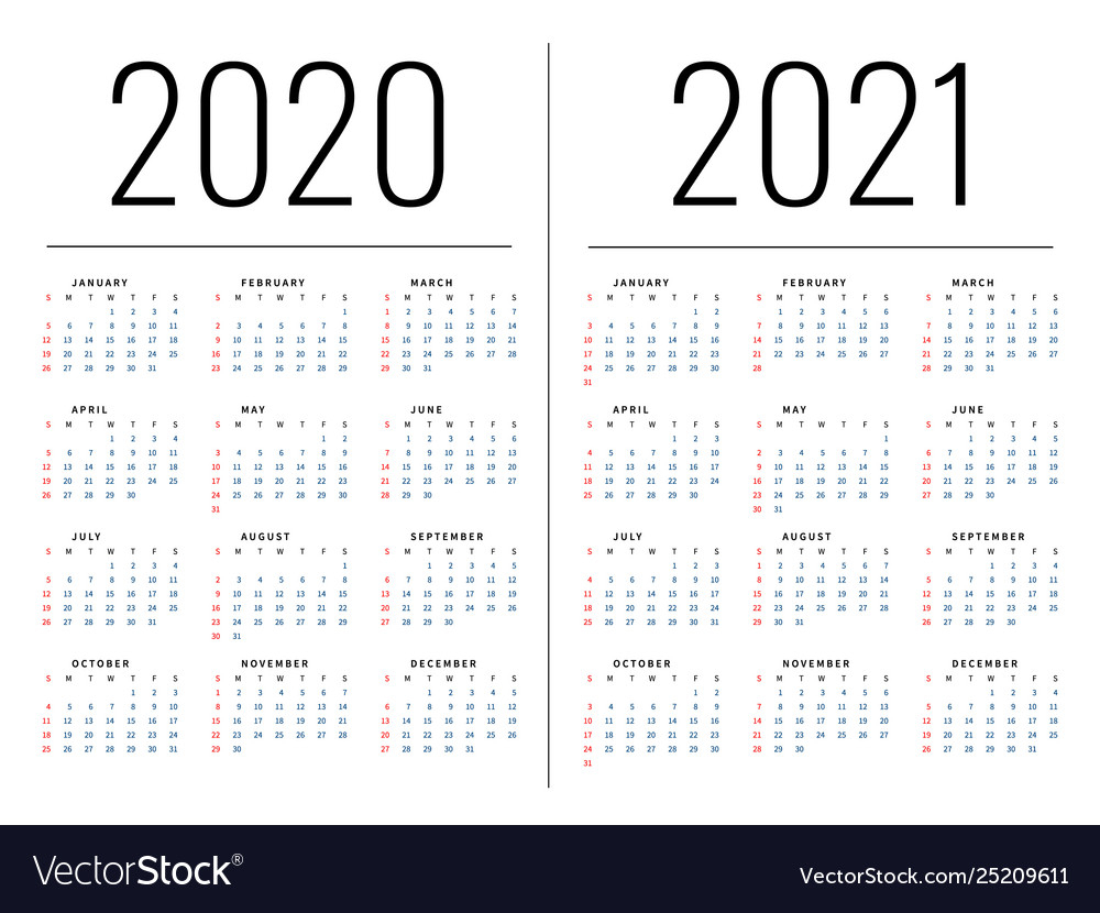 Mockup Simple Calendar Layout For 2020 Year Week