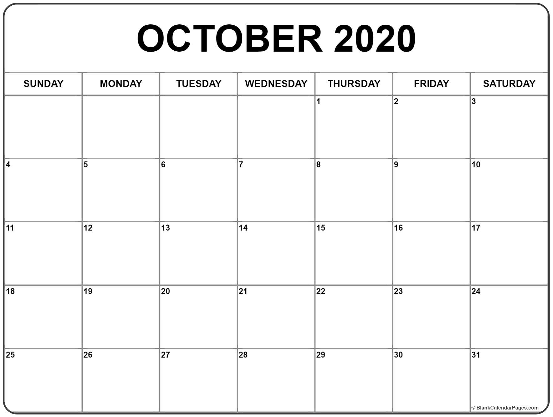 Month Of October 2020 Calendar - Teke.wpart.co