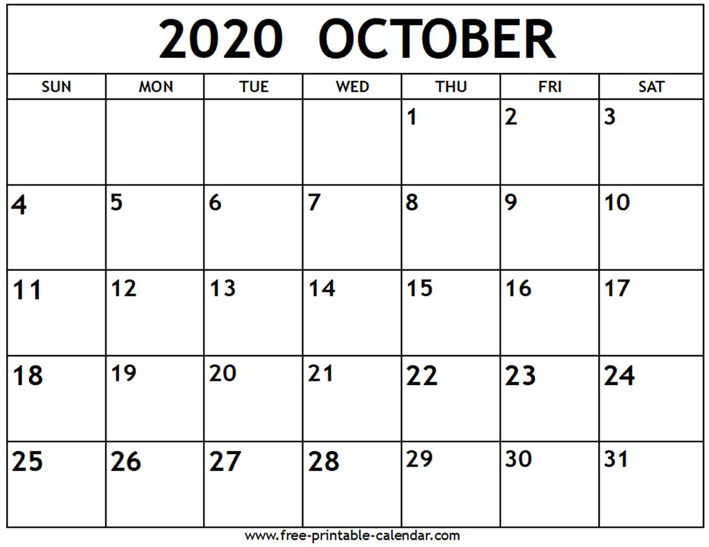 Month Of October 2020 Calendar - Teke.wpart.co