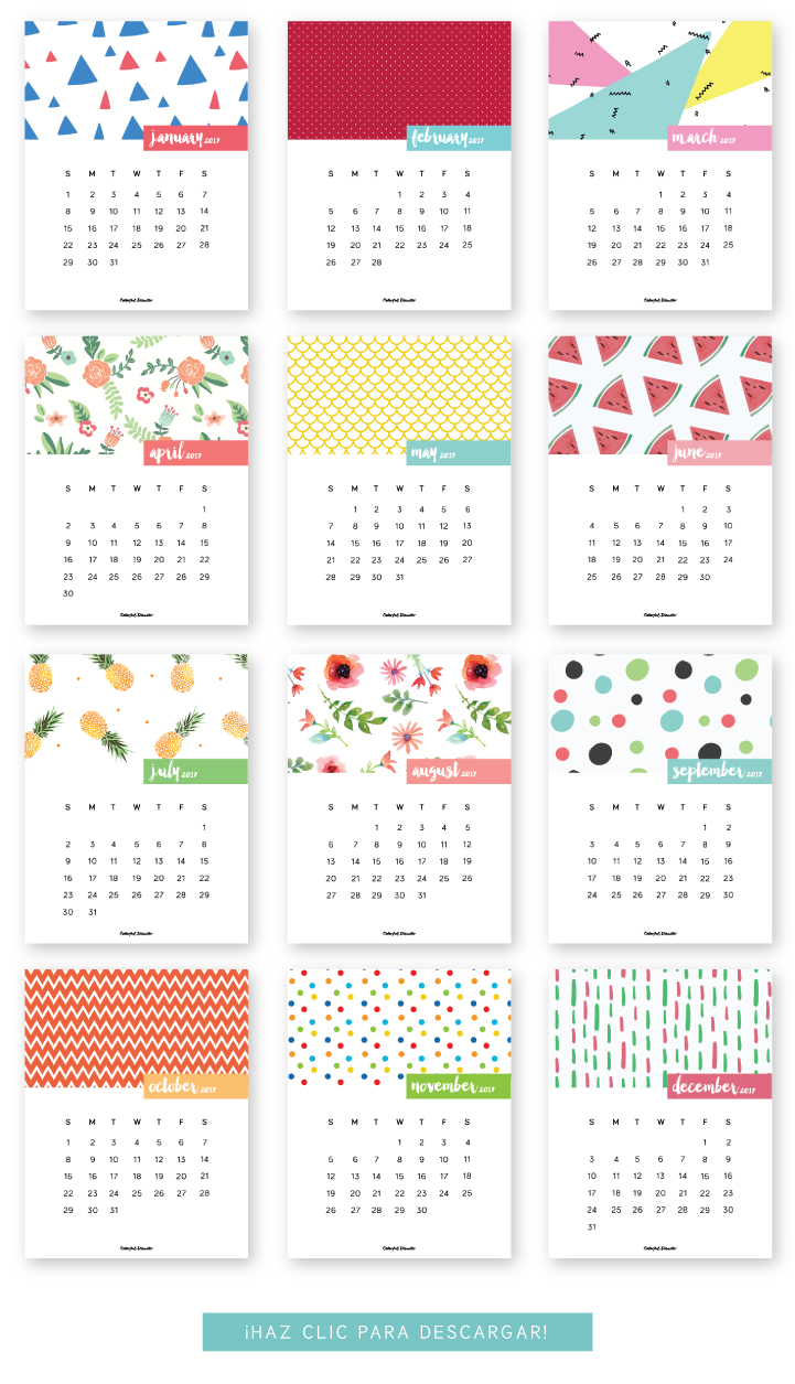 Monthly Printable Calendar 2017 | Печатные Календари