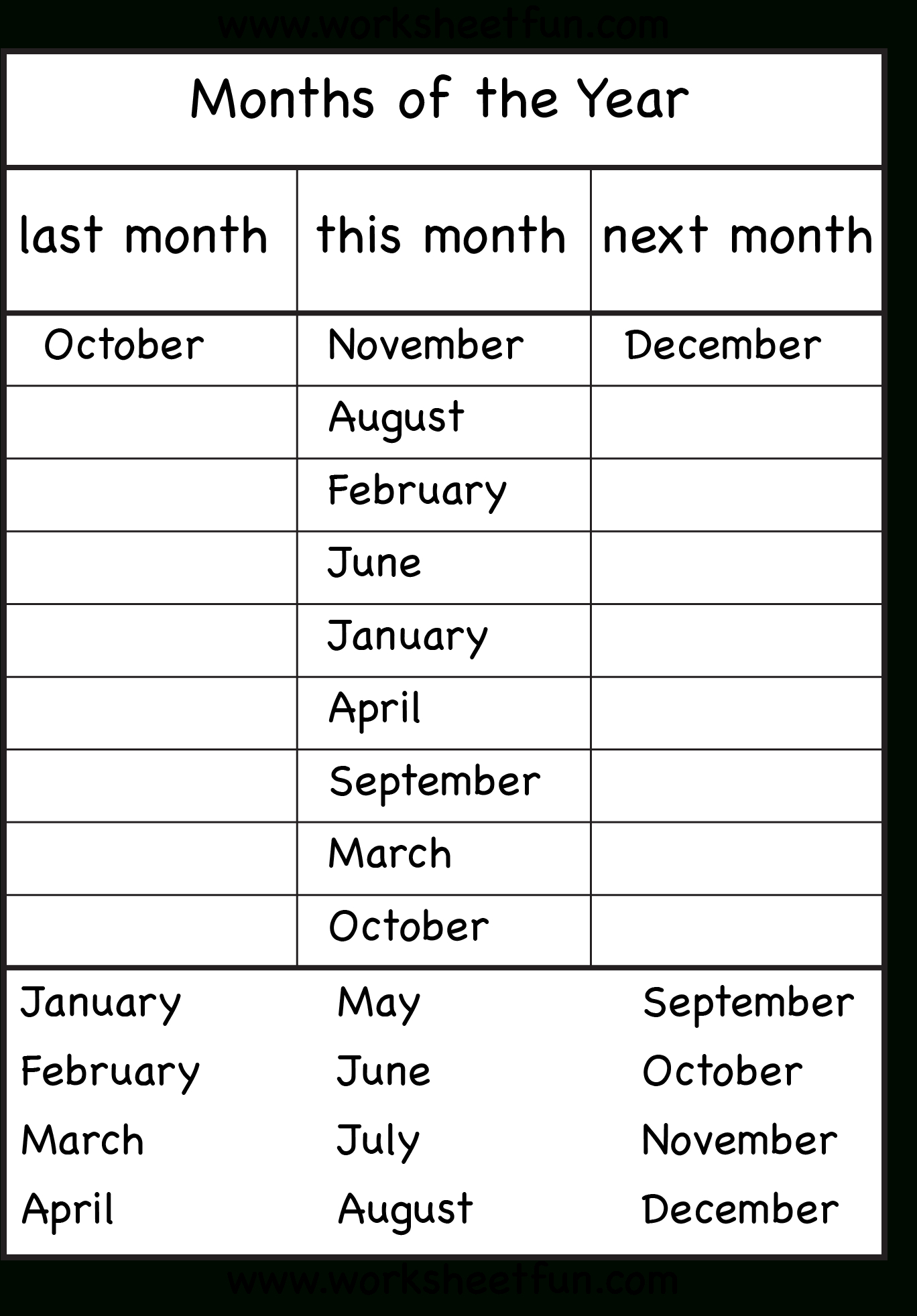 Months Of The Year - 4 Worksheets | Calendar And Weather