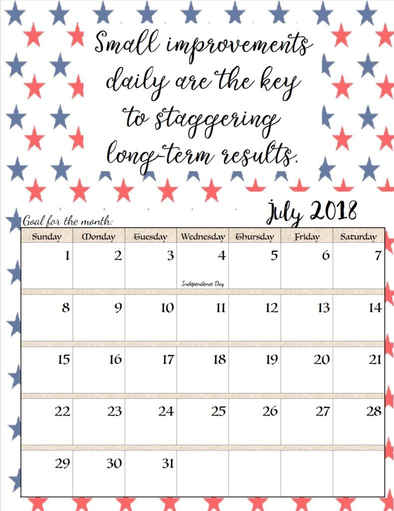 Motivational July 2018 Quotes Calendar | Calendar Quotes