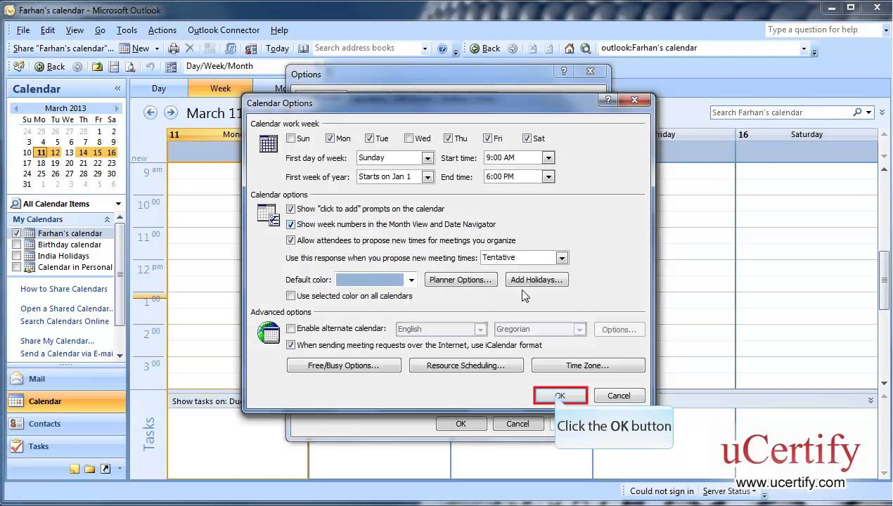 Ms-Outlook-2007-How-To-Show-Week-Numbers-And-Change-Time-Scale-Of-Calendar-Demo