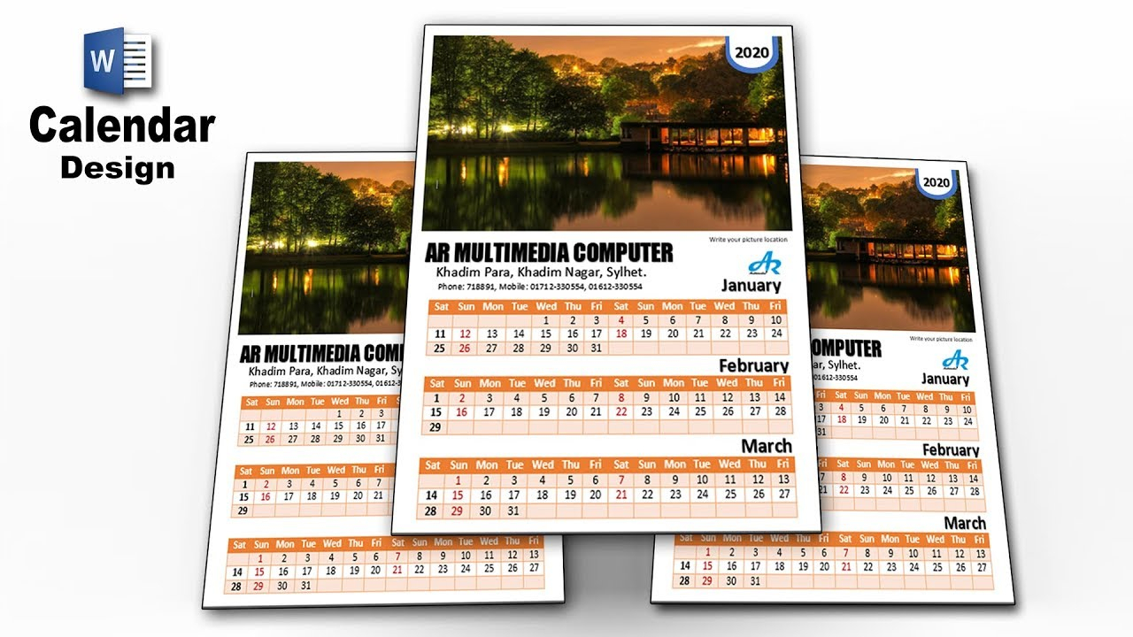 Ms Word Tutorial: Microsoft Word Calendar 2020| Calendar Design Ideas| Word  Monthly Calendarar