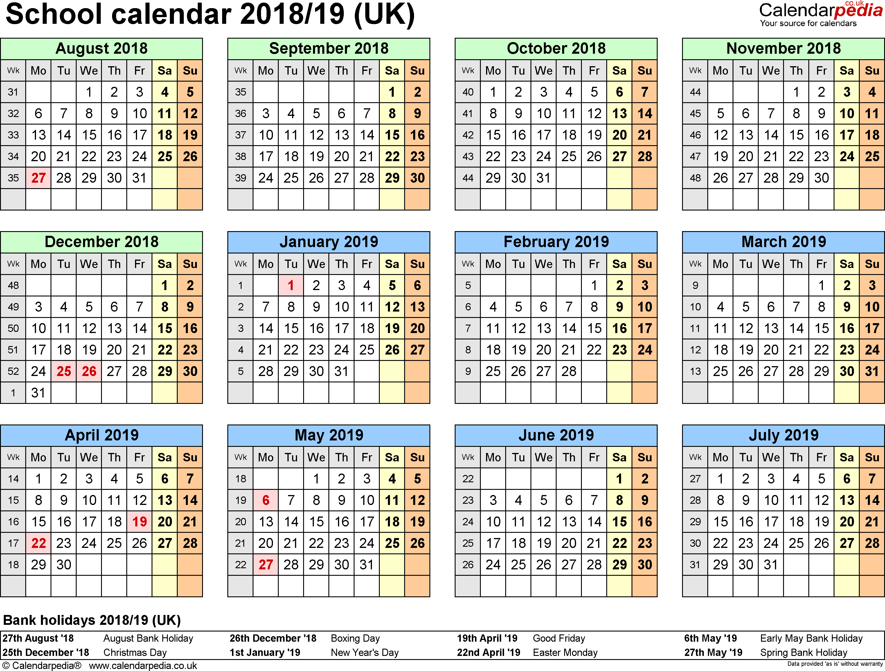 New Year Calendar 2018 Pdf – Printable Year Calendar