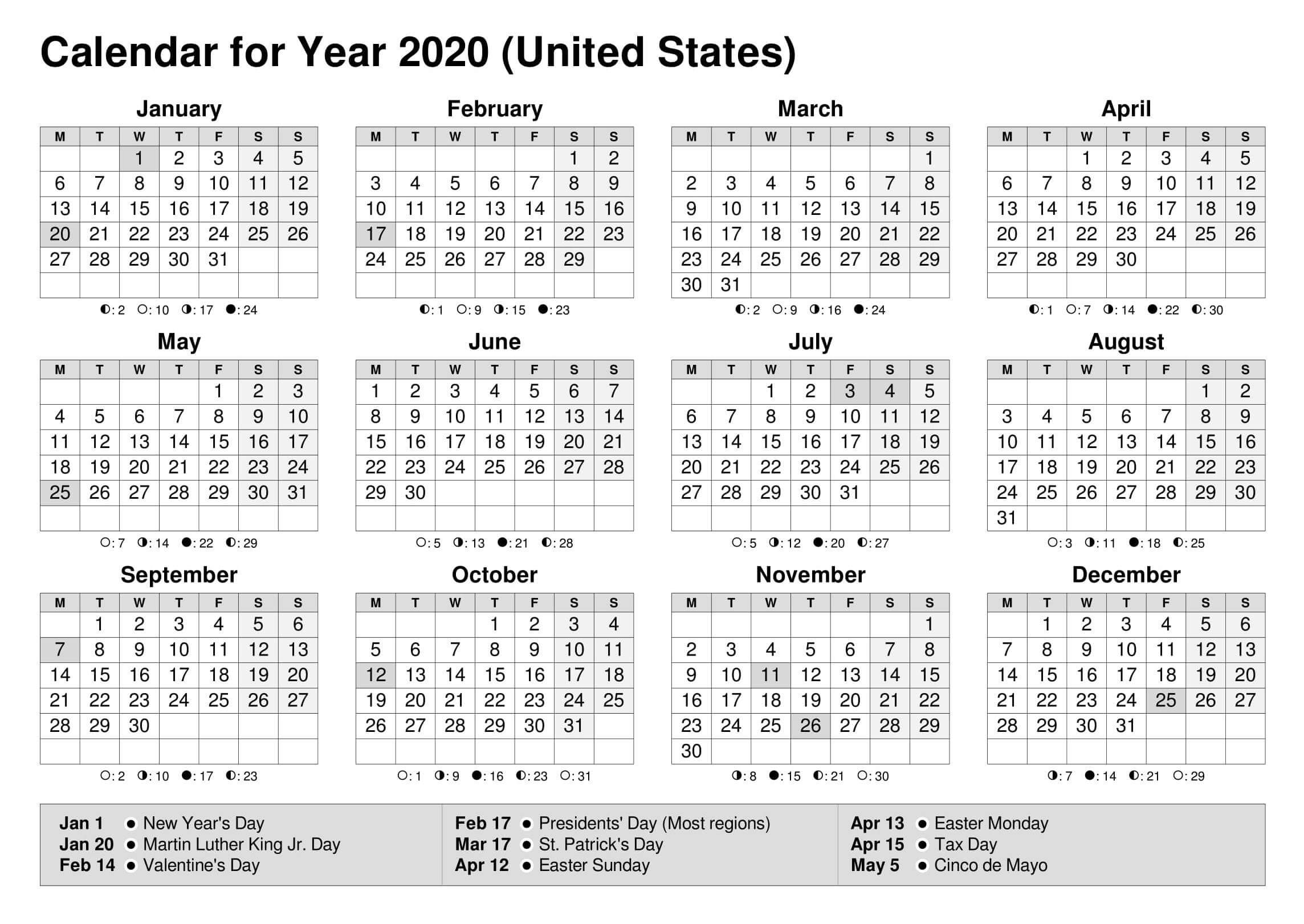 New Year Cute Calendar 2020 Holidays - 2019 Calendars For