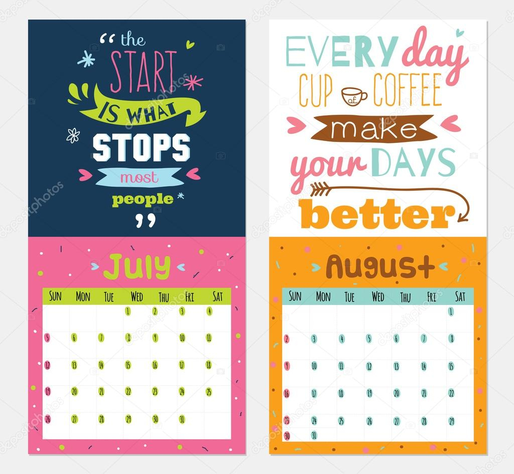 New Year Wall Calendar For 2015 With Inspirational And