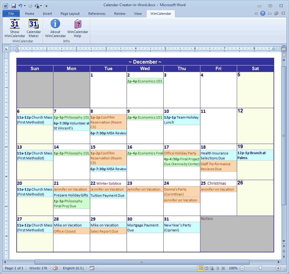 Nice Free Calendar Program For Windows 7 : Mini Calendar