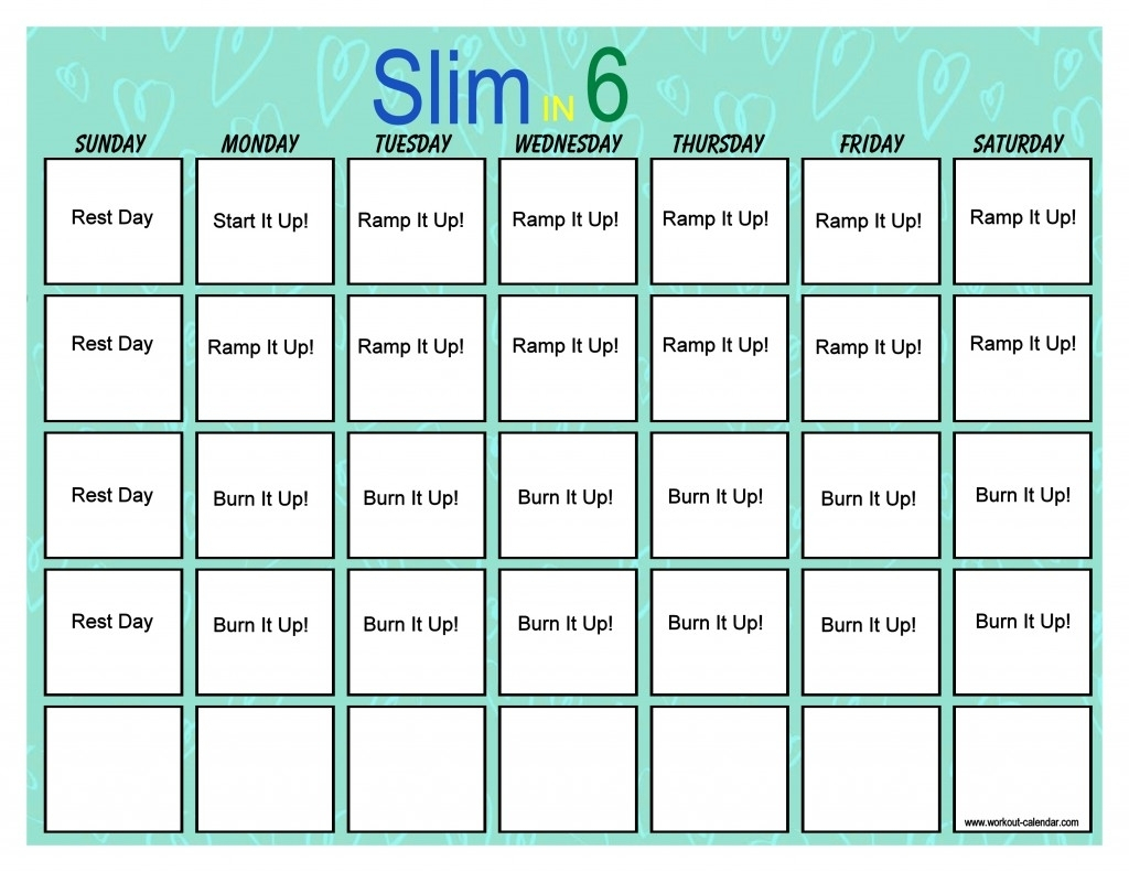 Slim In 6 Calendar Free | Calendar Printables Free Templates