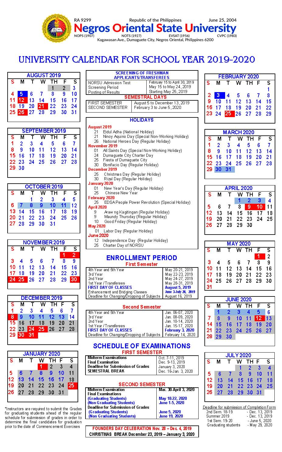 Norsu || Academic Calendar