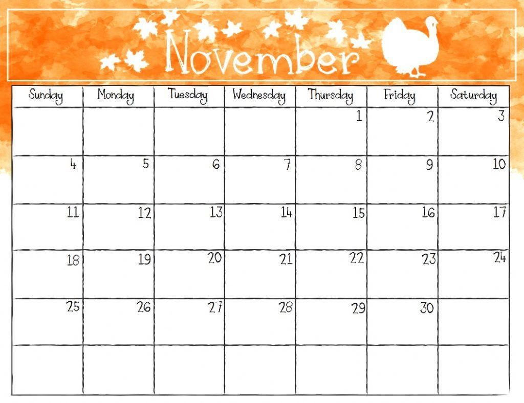 November Calendar Template 2018 2