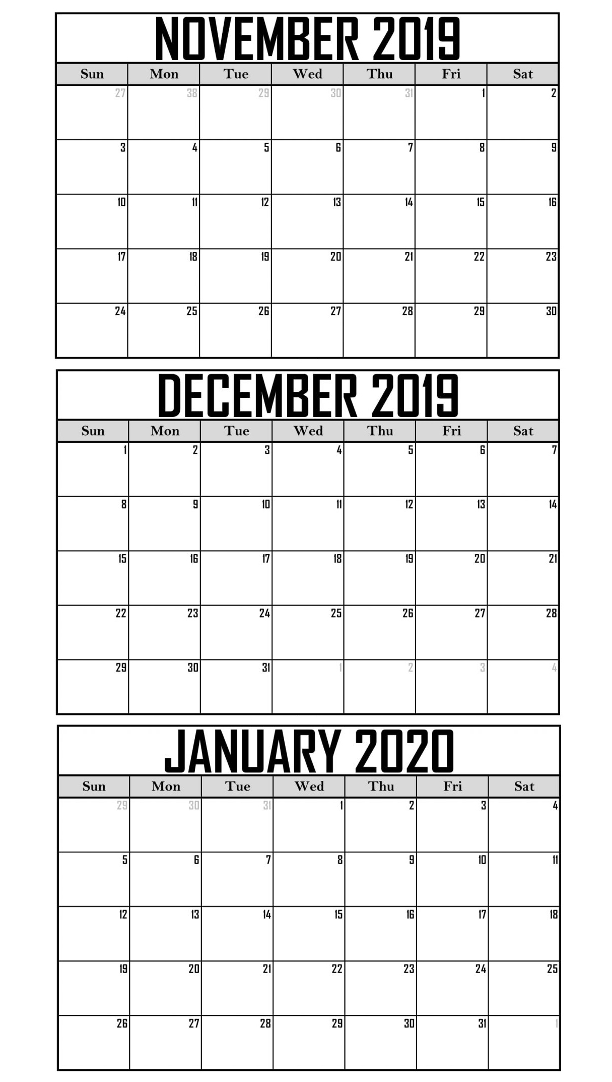 Calendar 2020 November December | Calendar Printables Free Templates