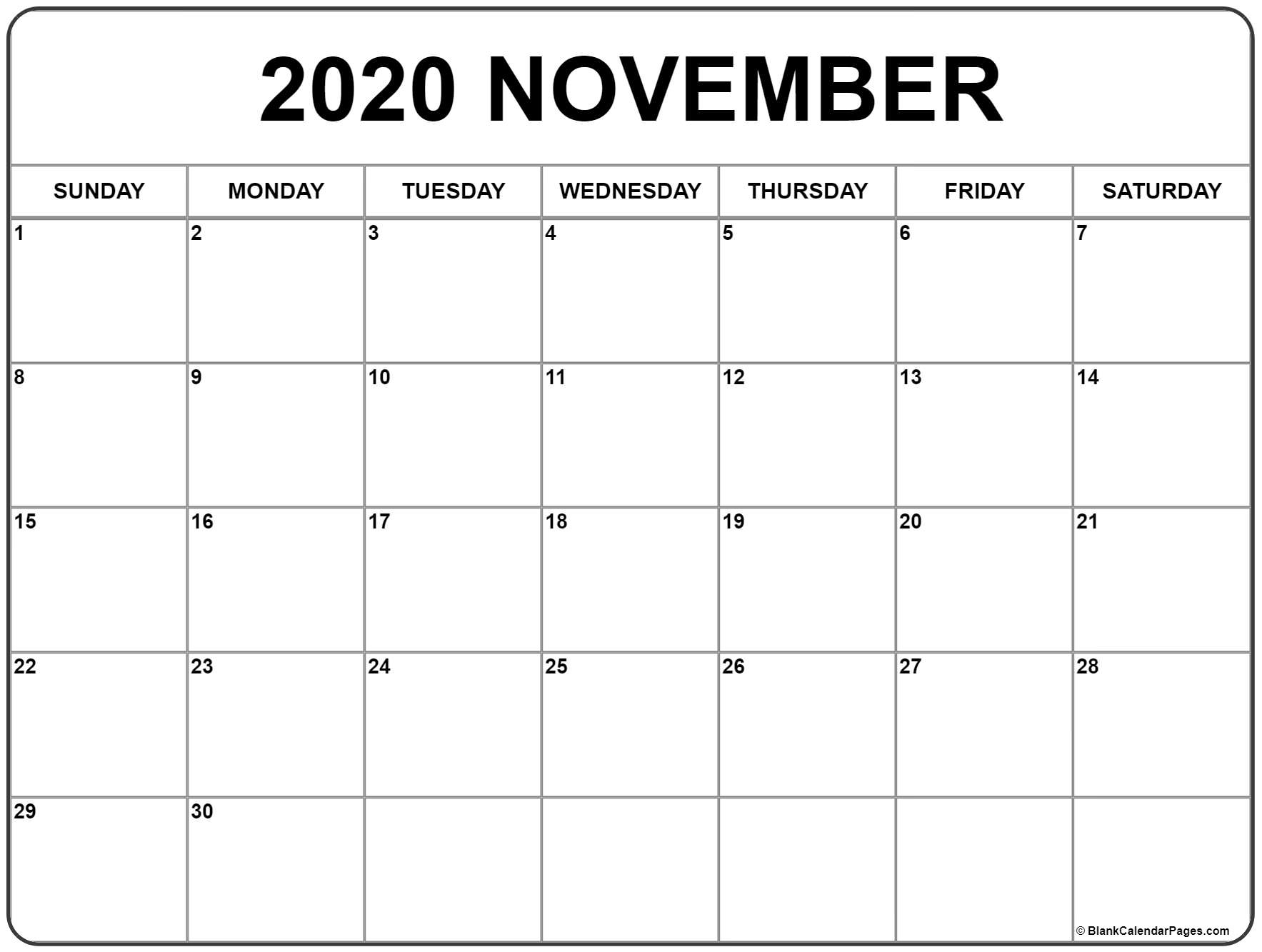 November 2020 Calendar Cute - Wpa.wpart.co