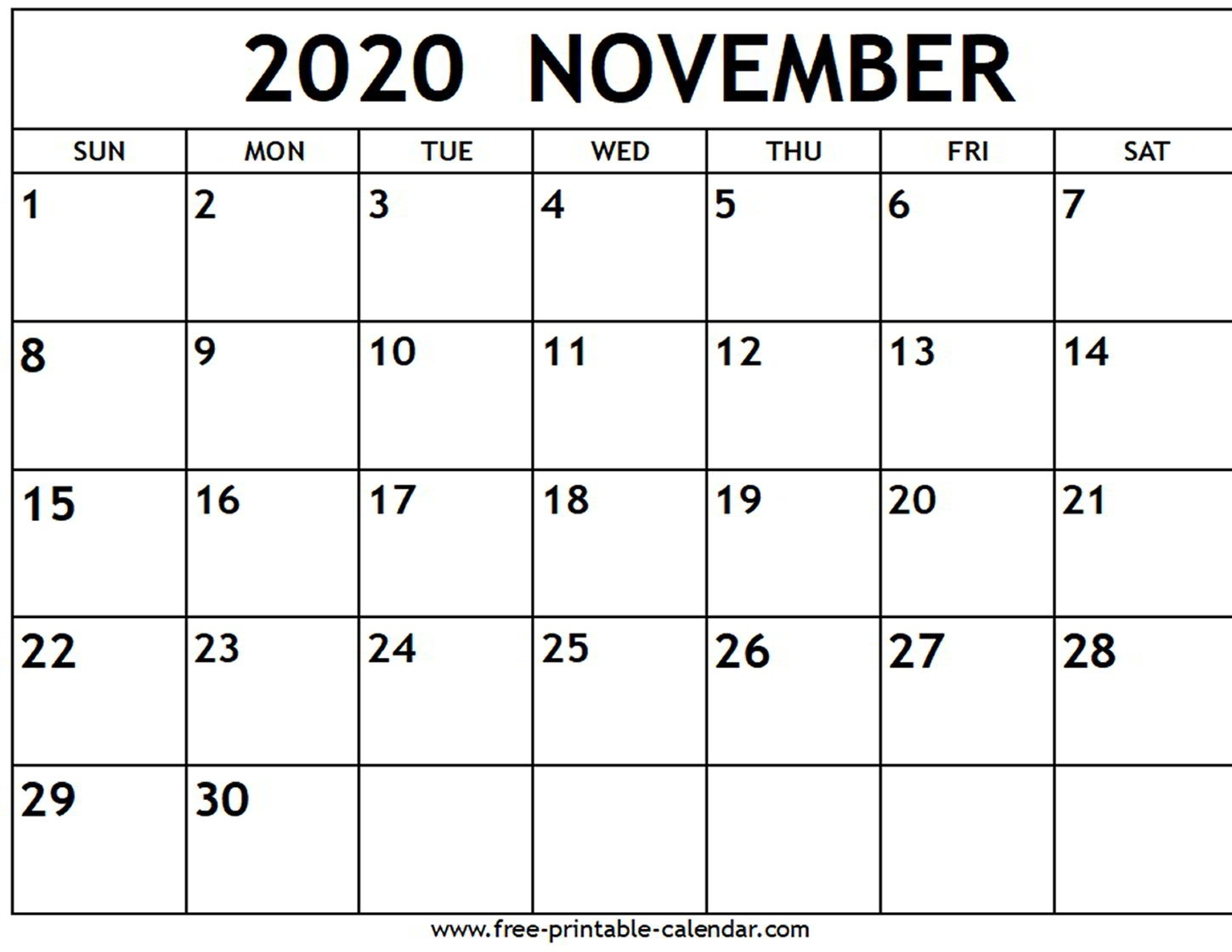 November 2020 Calendar – Free-Printable-Calendar – Calendar