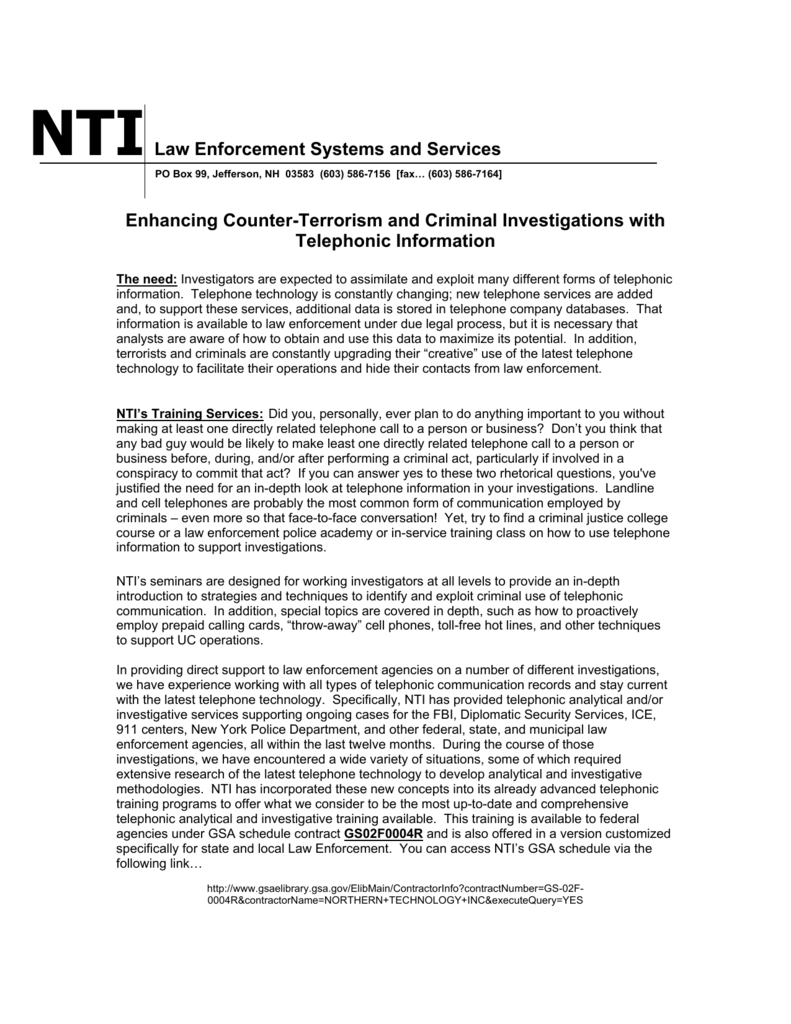 Nti-Law Enforcement Systems