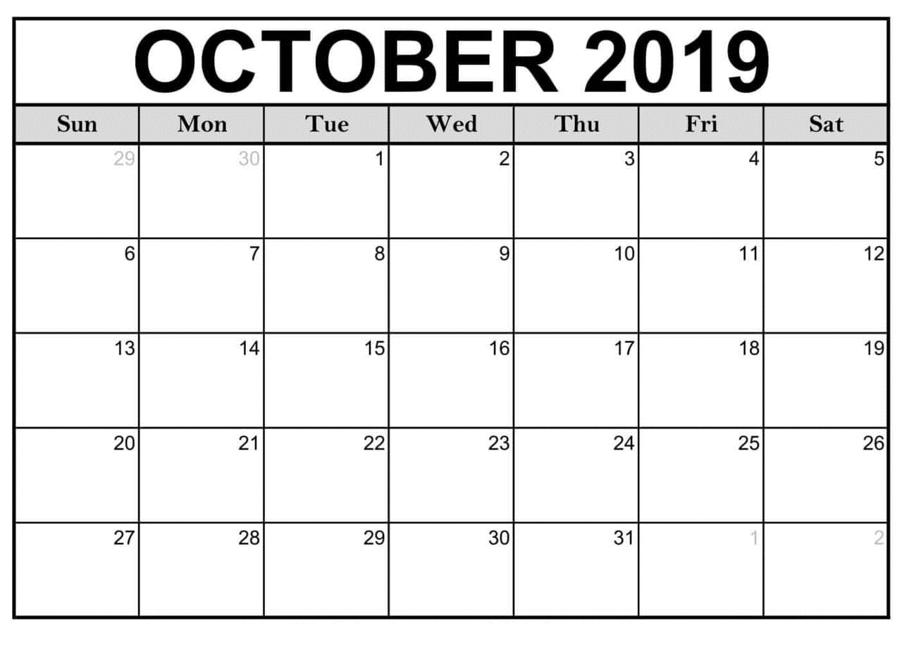 October Calendar 2019 Google Planner - Latest Printable