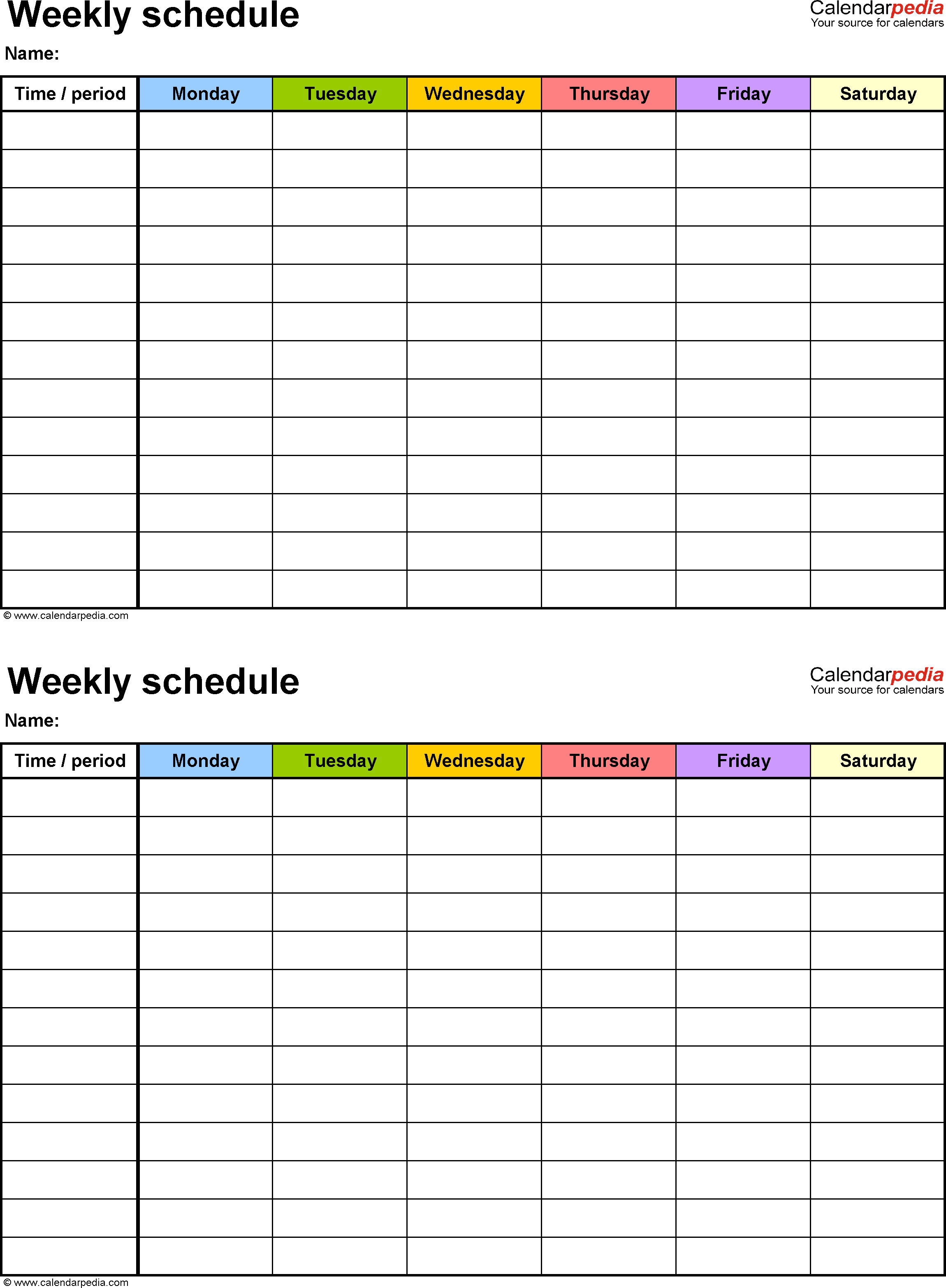 1 Week Calendar Printable