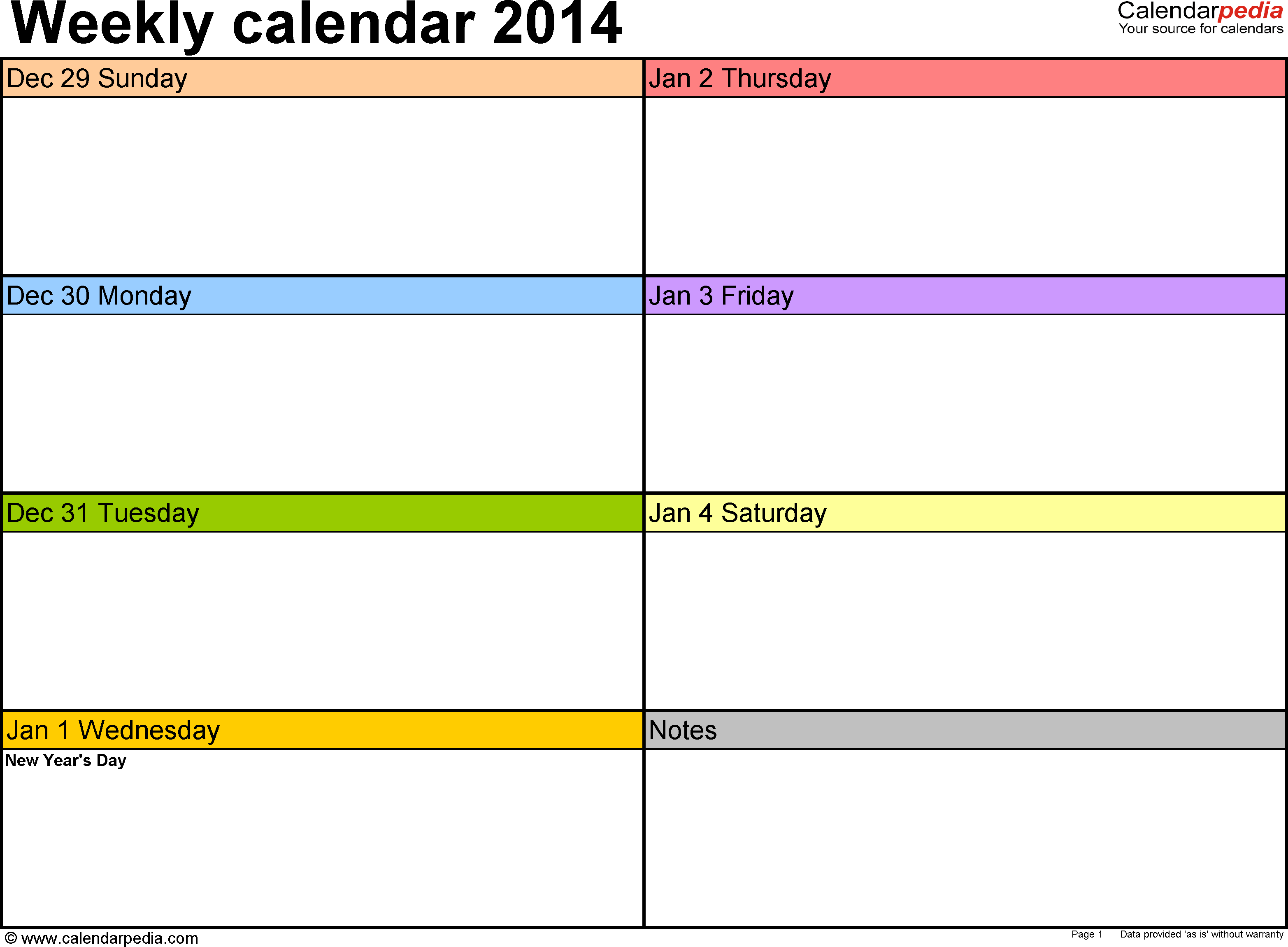One Week Calendar Template Excel - Wpa.wpart.co