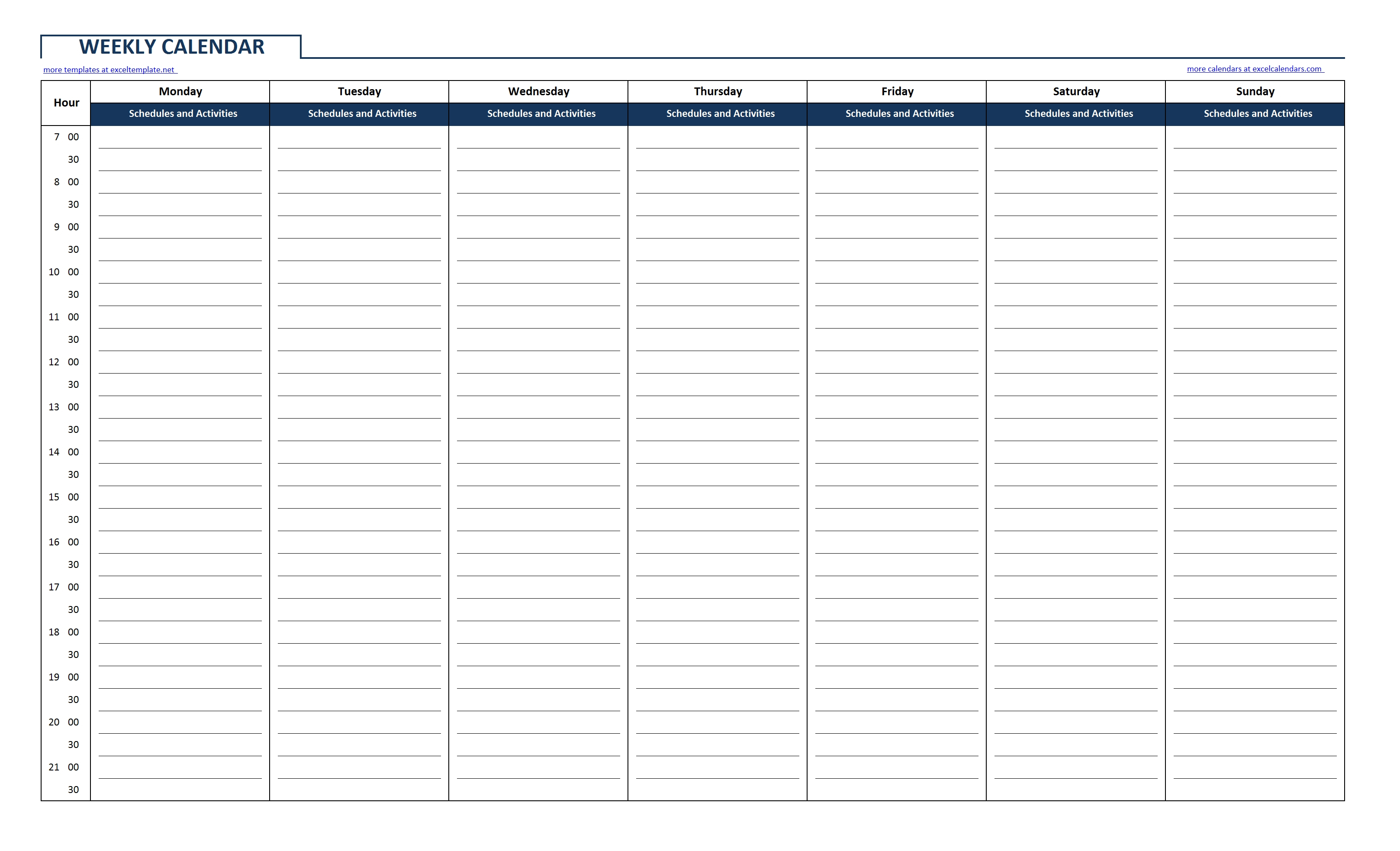 One Week Calendar With Time Slots - Wpa.wpart.co