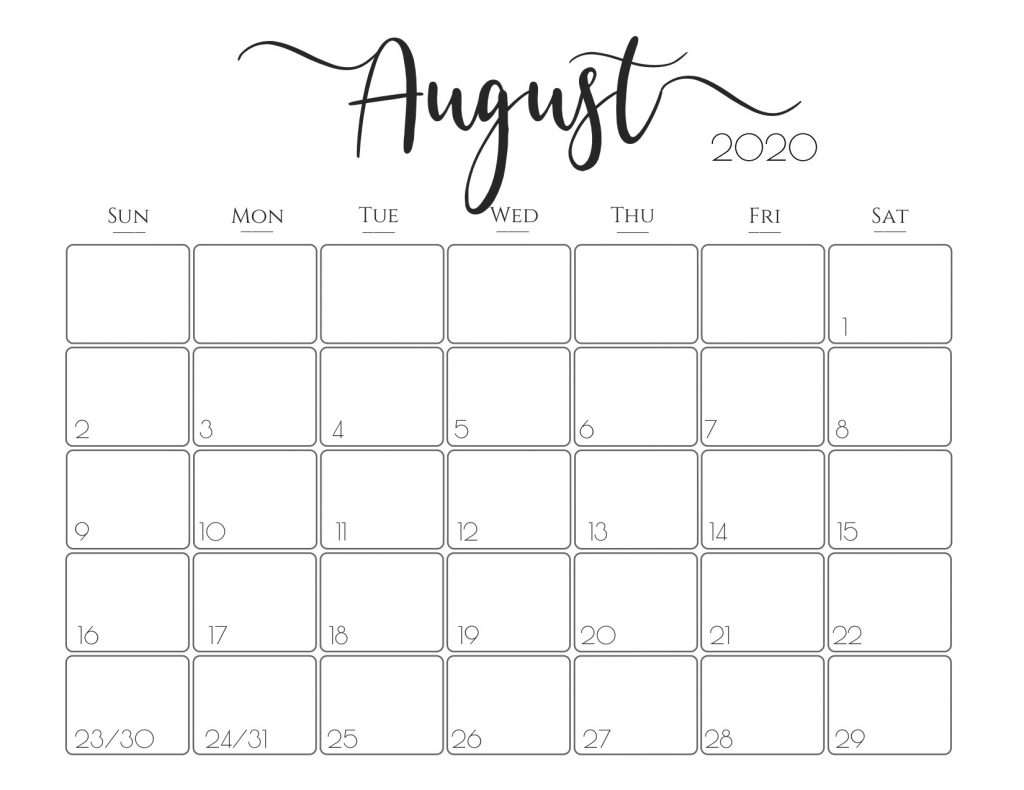 Online August 2020 Calendar Printable Usa School Holidays