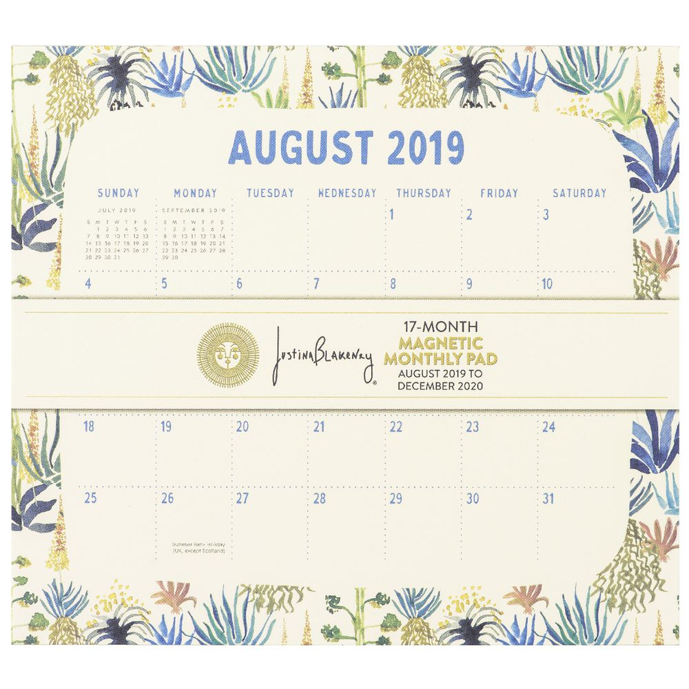 Orange Circle Magnetic Monthly Calendar Pad 2020 Botanicals