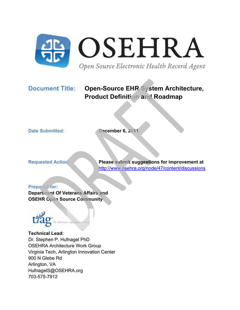 Osehra System Architecture, Product Definition And Roadmap
