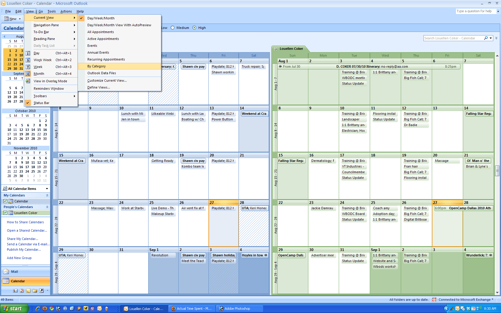 calendar management in outlook