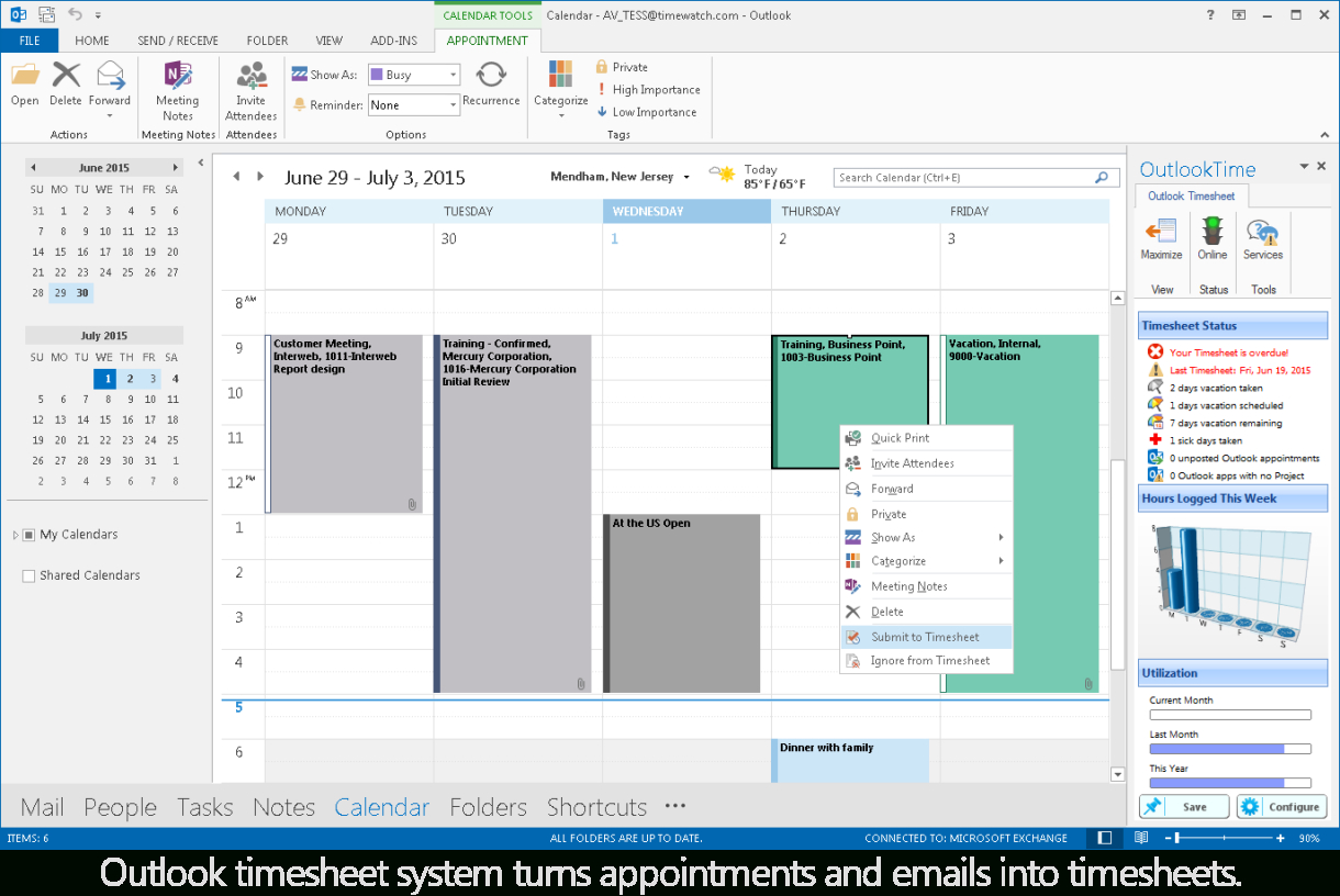 Outlook Time Tracking - Timewatch