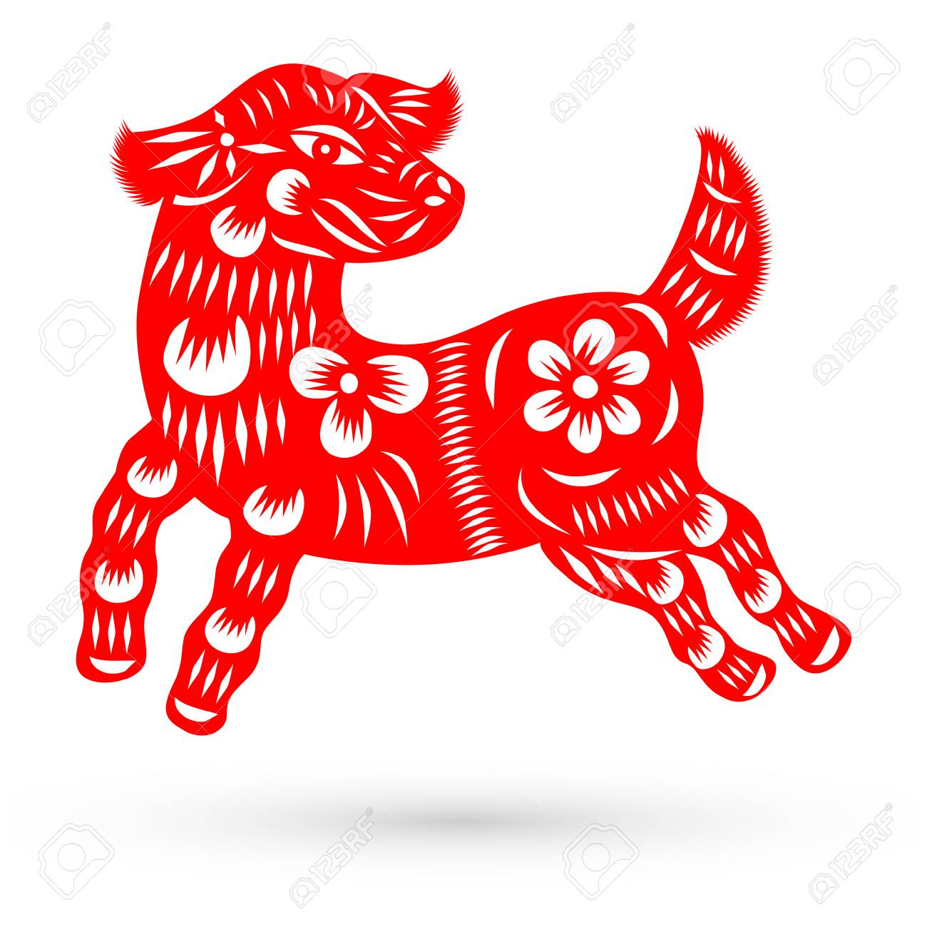 Paper Cut Chinese Zodiac Sign, Year Of Dog, Vector