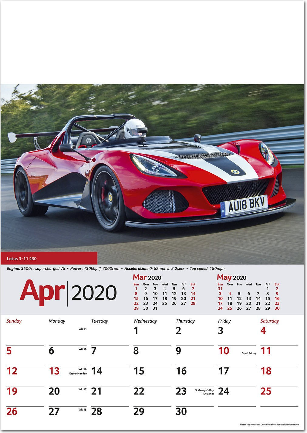 Performance Cars Wall Calendar 2020 - Rose Calendars