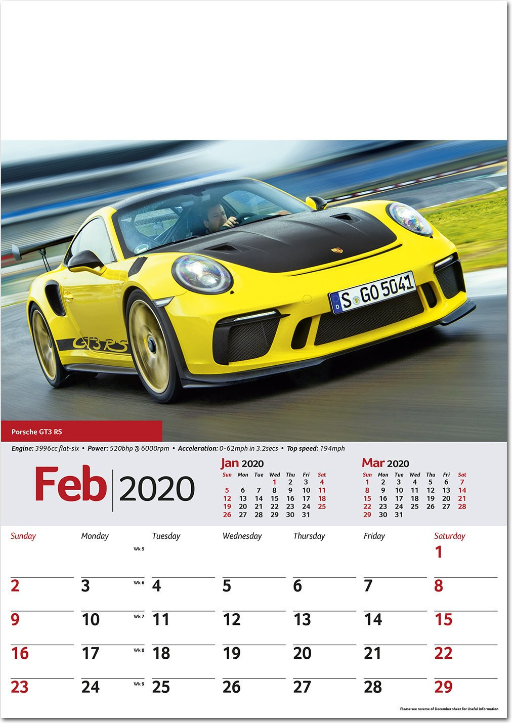 Performance Cars Wall Calendar 2020 - Rose Calendars