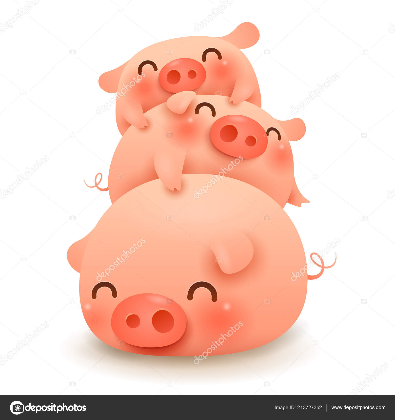 Pig Pile Three Little Pigs Chinese New Year Year Pig