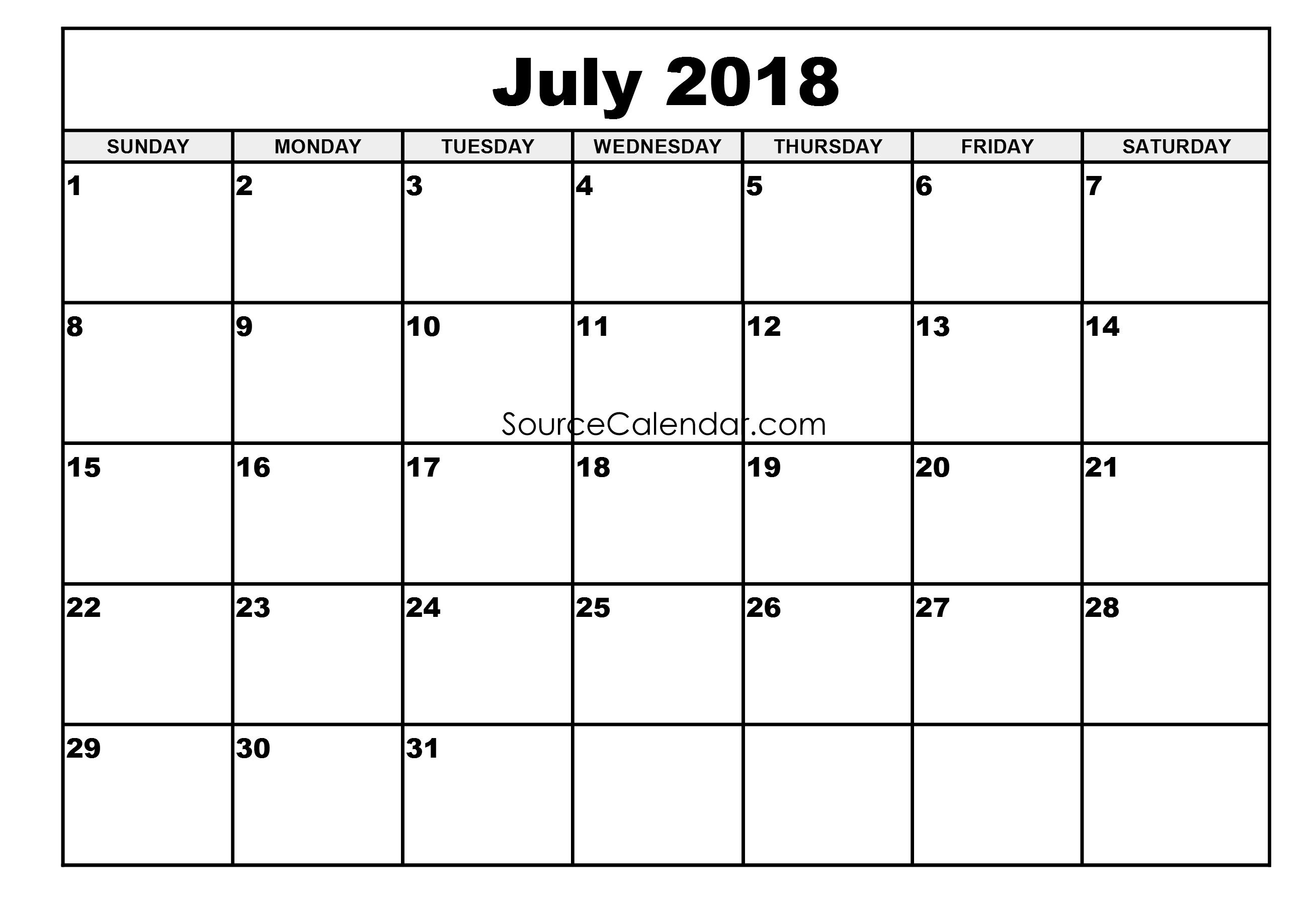 Pincalendar On July 2018 Calendar In 2019 | Blank