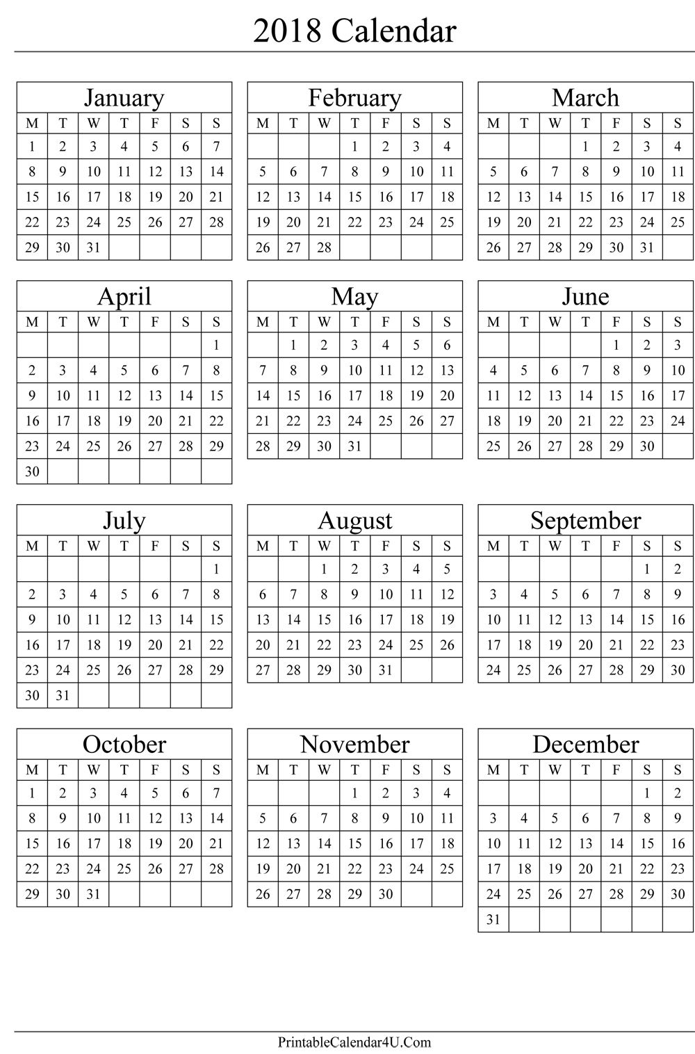 Pincalendar Printable On 2018 Calendar | Calendar 2019