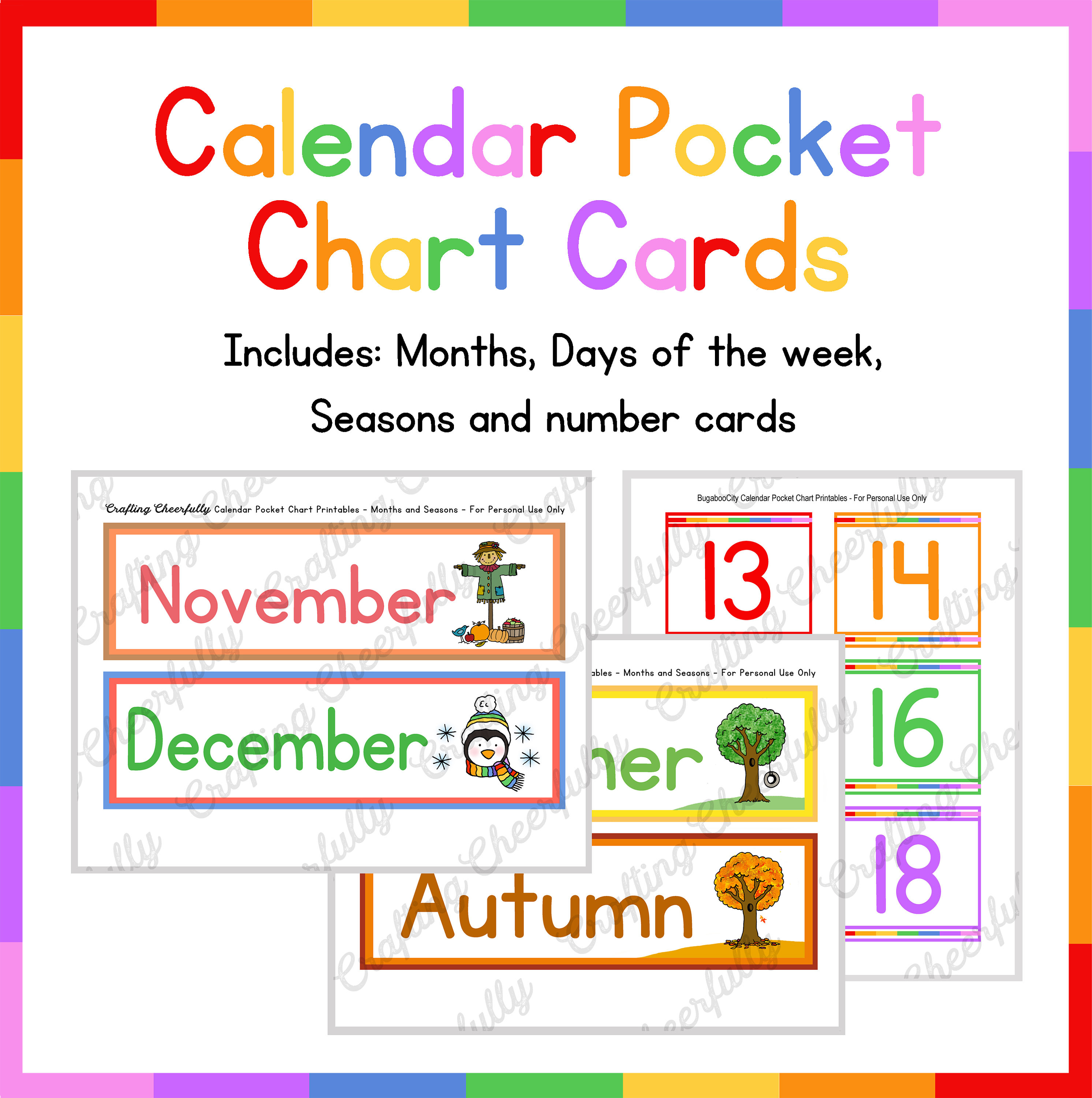 Printable Calendar Cards For Pocket Chart Printable Word Searches