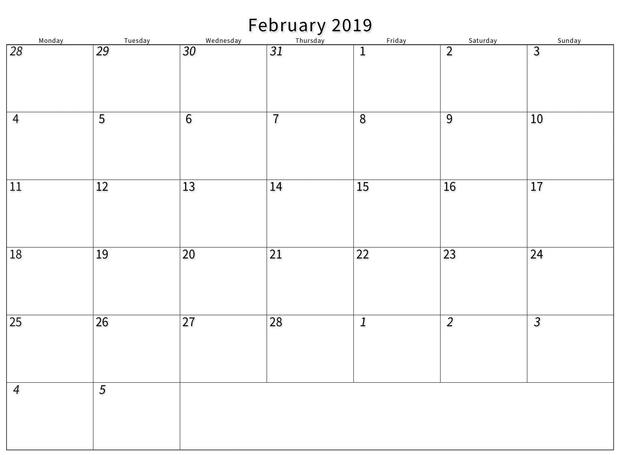 Posh Print A Calendar 2019 : Mini Calendar Template