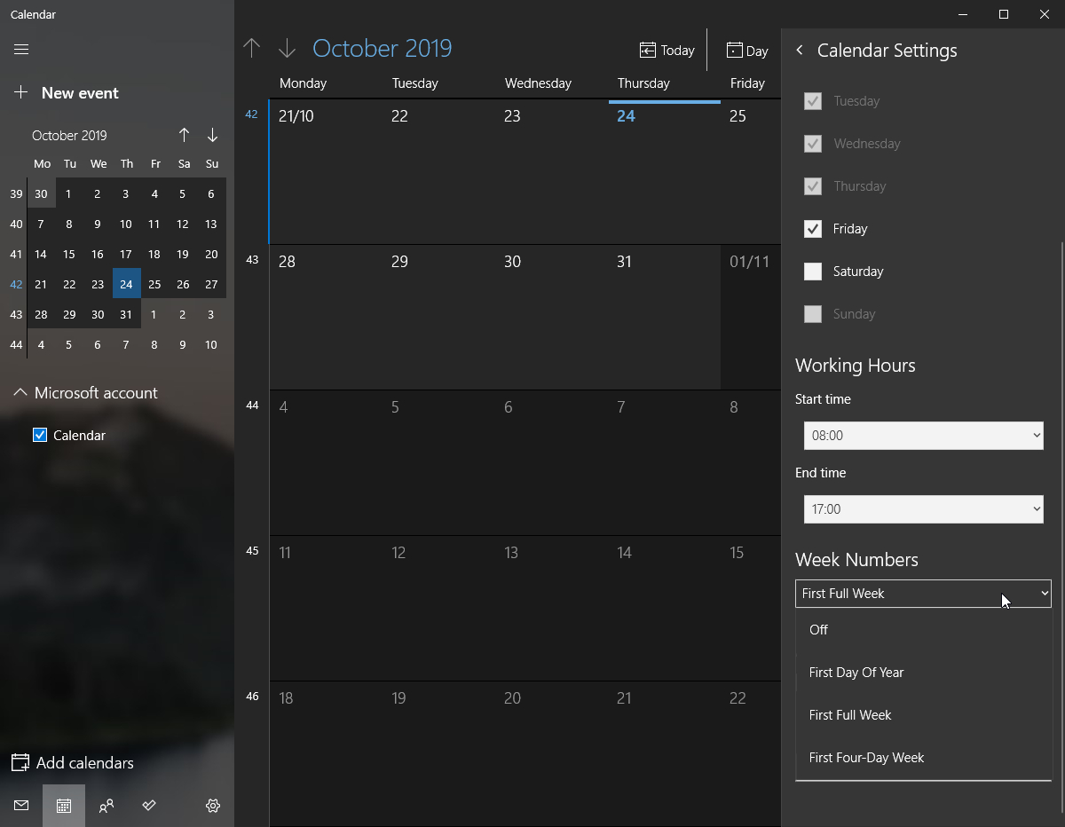 Calendar Week Windows 10 Calendar Printables Free Templates