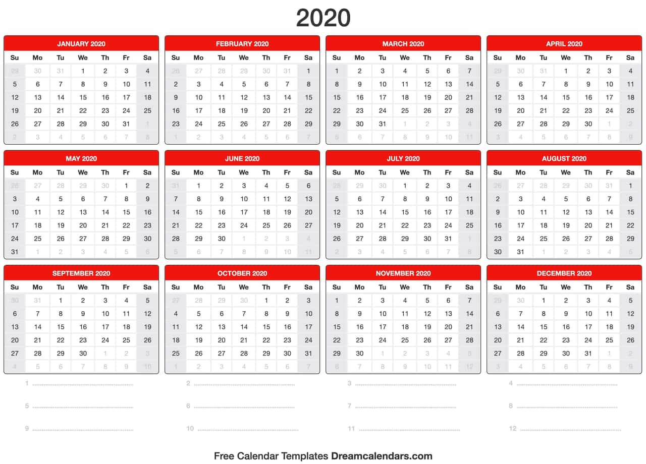 Print 2020 Year Calendar - Wpa.wpart.co