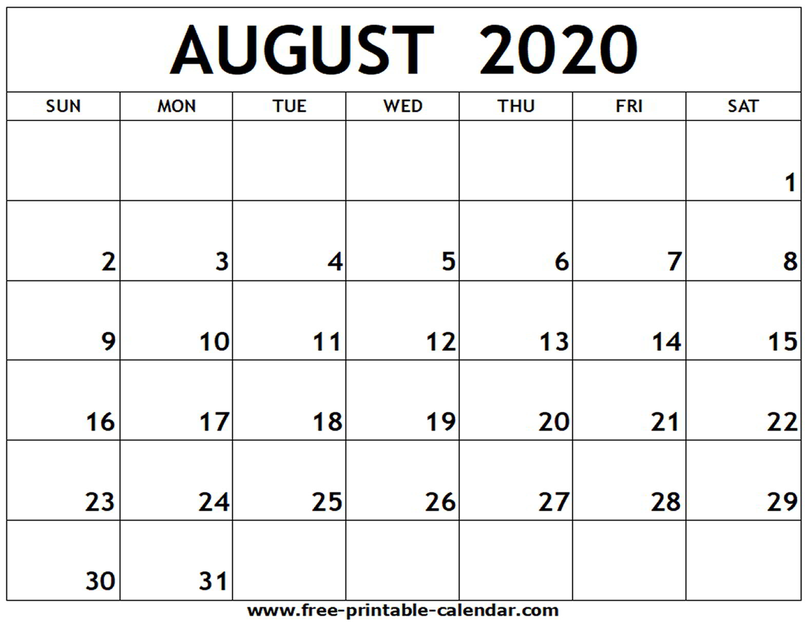 Print A Calendar August 2020 - Wpa.wpart.co