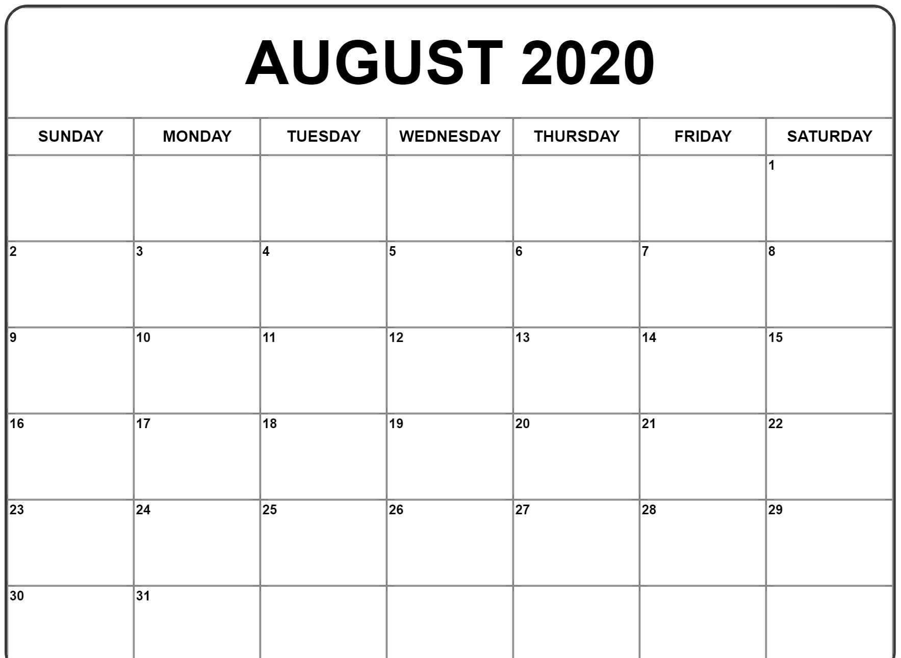 Print A Calendar August 2020 - Wpa.wpart.co