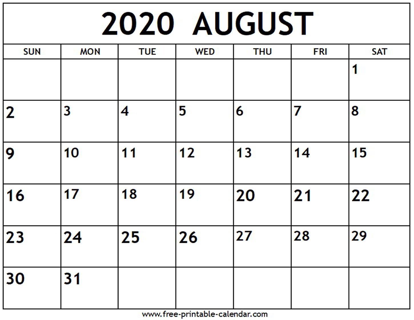 Print A Calendar August 2020 - Wpa.wpart.co